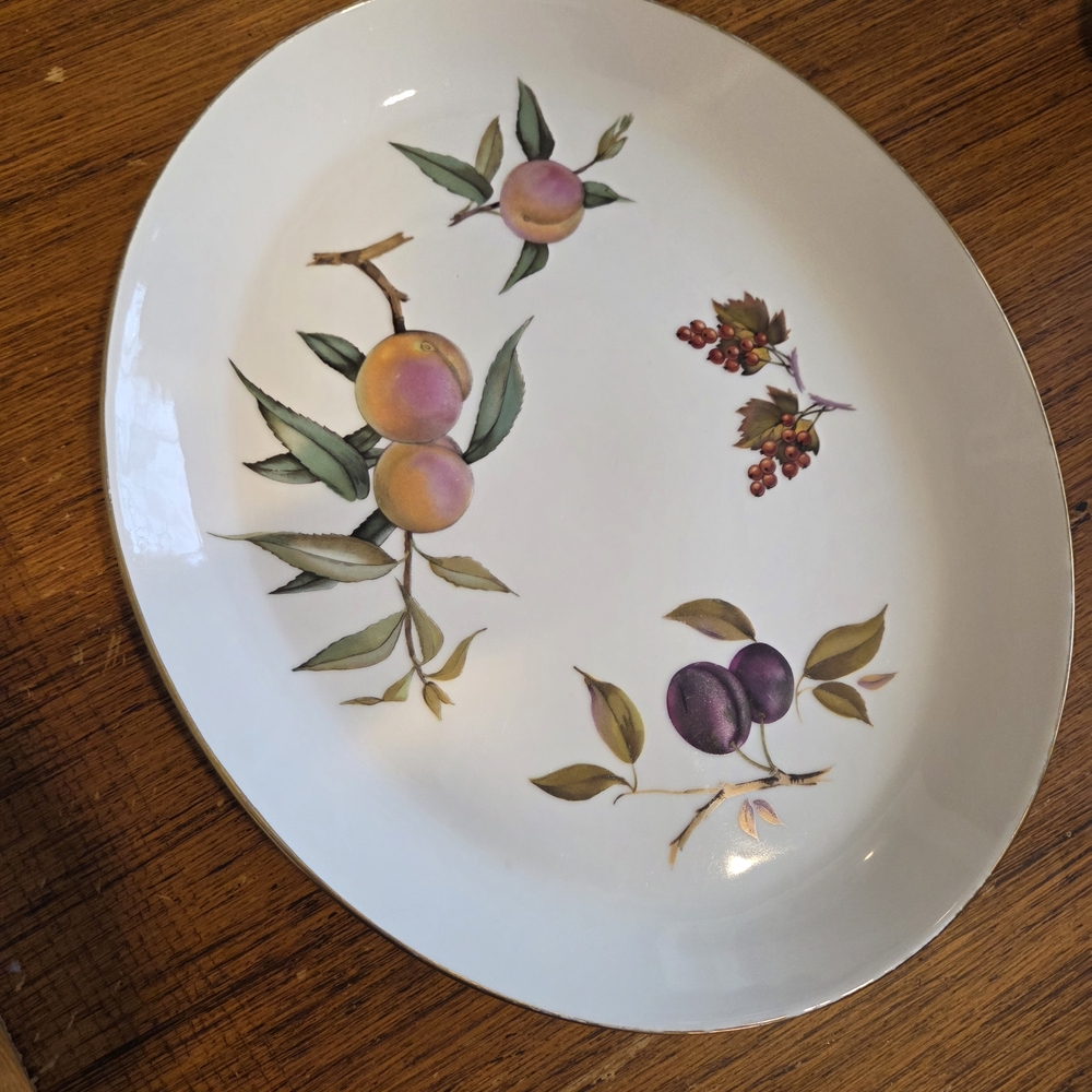 Royal Worcester White Oval Platter with Fruit Design